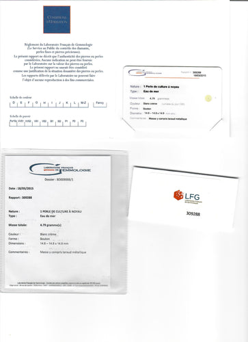 Bague Bague en or blanc, perle de culture à noyau eau de mer et diamants 58 Facettes 154329