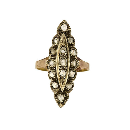 Bague 56,5 Bague ancienne en Or jaune, argent et diamants 58 Facettes ENG10890