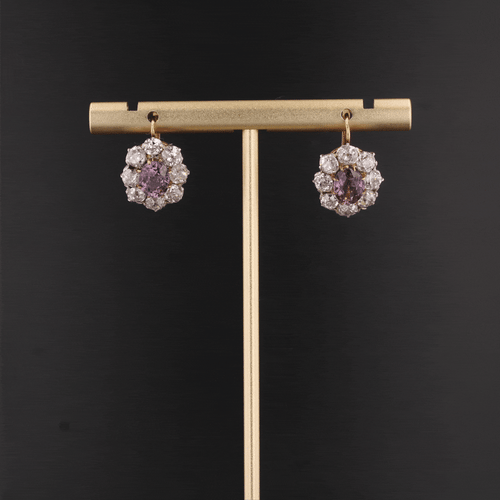 Boucles d'oreilles Boucles d'oreilles anciennes marguerites saphirs roses et diamants 58 Facettes 24-287