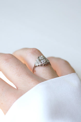 Bague 53.5 Bague Art Déco Diamants sur Or et Platine 58 Facettes