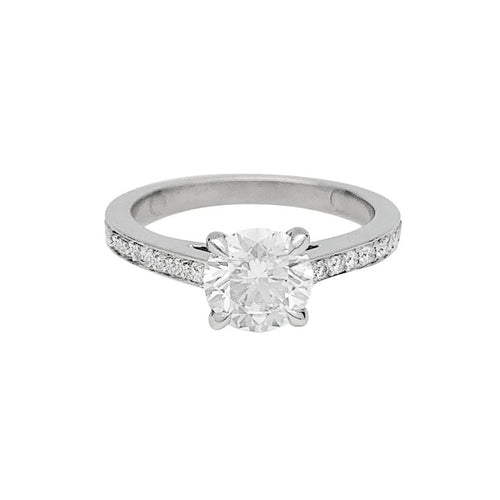 Bague Bague solitaire accompagné 1.04 ct, or blanc. 58 Facettes 30717
