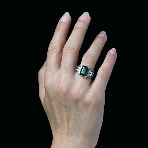 Bague 53 Bague émeraude diamants saphirs style art déco 58 Facettes 25-137