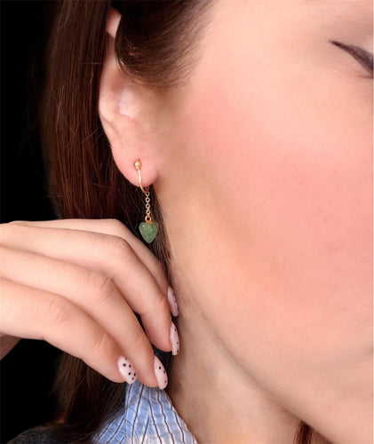 Boucles d'oreilles Boucles d'oreilles à pince en or jaune avec chrysoprase 58 Facettes