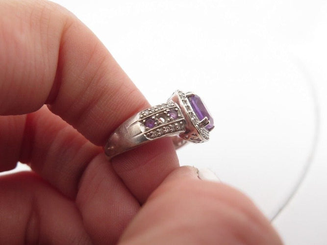 Bague 55 bague MATY or blanc amethyste et diamants 58 Facettes 259030