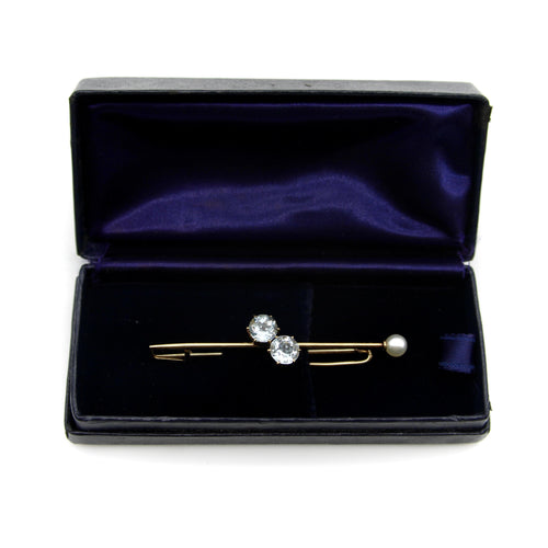 Broche Broche/écharpe en or 16 carats de style édouardien Tiffany & Co. avec aigue-marine et perle 58 Facettes A2002E