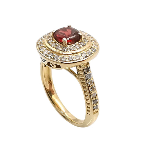 Bague 52 Bague GLAMIRA or jaune, grenat, diamants 58 Facettes