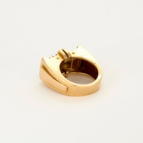 Bague 52 Bague Tank or jaune et gris et diamants 58 Facettes PER0048