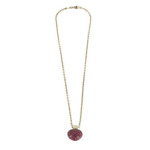 Collier Collier or blanc, diamants, coeur de rubis 58 Facettes BO/250017//