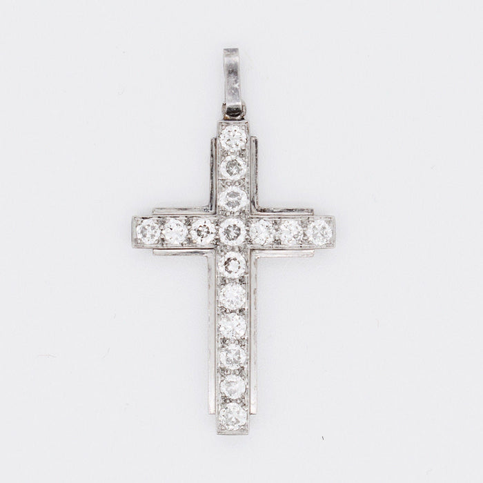 Pendentif Pendentif Croix Art Déco Diamants 58 Facettes