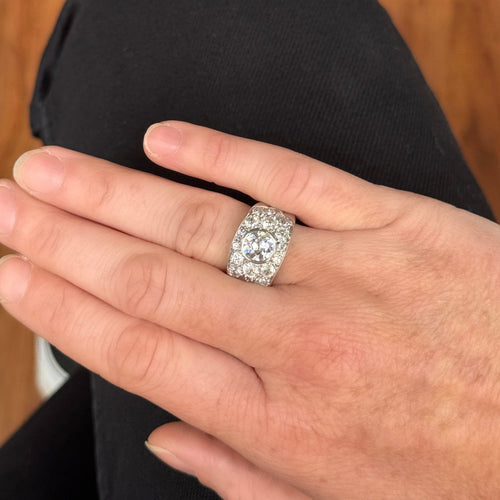 Bague 55 Bague bandeau or gris, diamants 58 Facettes REF2549-317