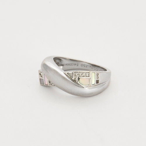Bague 54 MAUBOUSSIN - En Corps et Encore - Bague or blanc, nacre et diamants 58 Facettes RAM2639