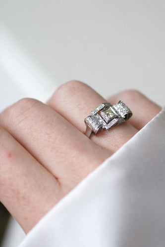 Bague 57 Bague Art Deco Géométrique Diamant 58 Facettes