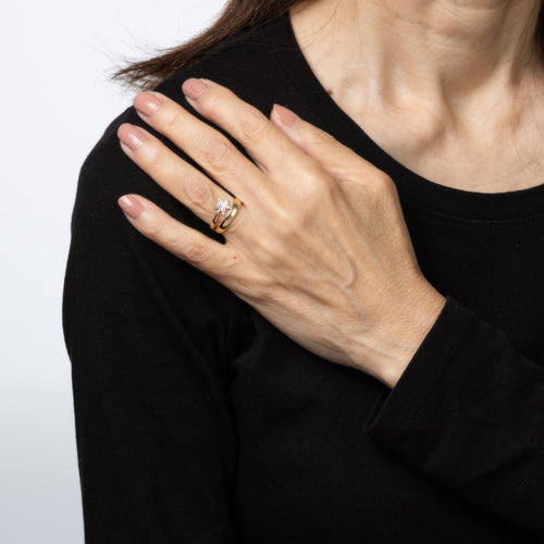 Bague Bague étoile filante vintage en or jaune 14 carats, taille 4, bijoux fins célestes 58 Facettes G14046