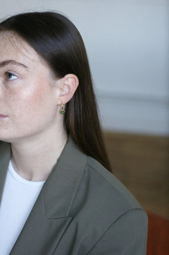 Boucles d'oreilles Créoles Or Jaune Coeur Emeraude Colombienne 58 Facettes