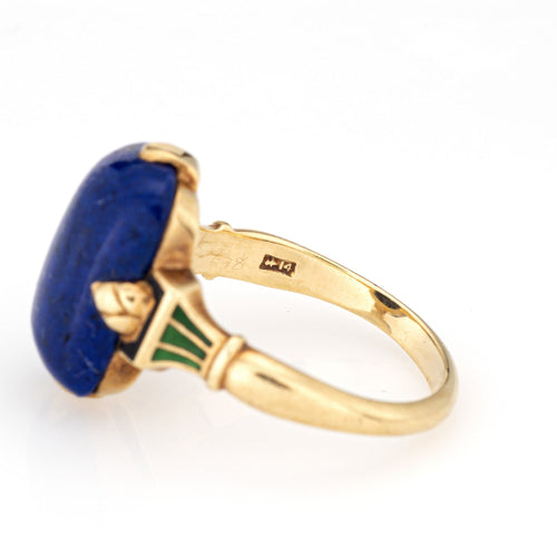 Bague 52.5 Bague Art Déco vintage en or jaune et lapis-lazuli 58 Facettes G14043