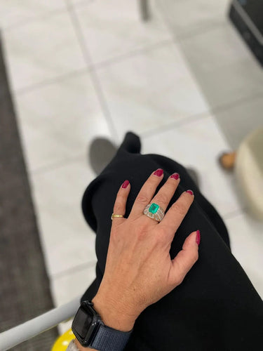 Bague 51 Bague cocktail en or avec diamant émeraude colombienne certifiée rétro 58 Facettes