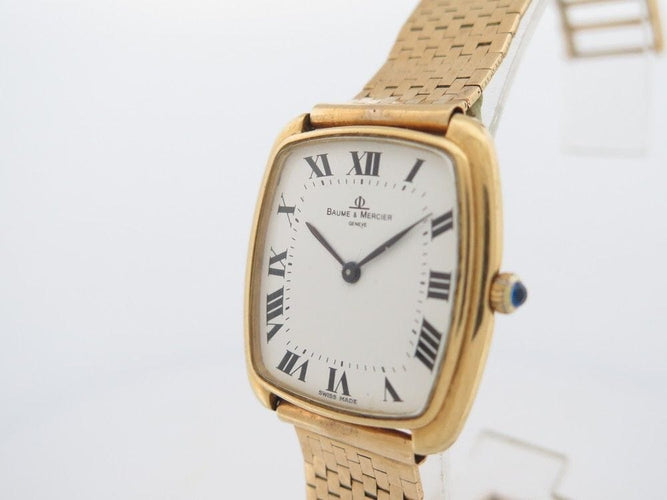 Montre vintage montre baume & mercier carree extra plate or jaune mecanique 58 Facettes 260383