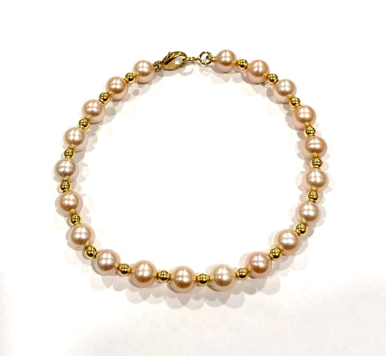 Bracelet Bracelet perles de culture et boules or jaune 58 Facettes