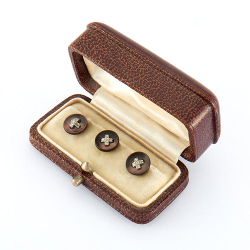 Accessoire Boutons de Col Or Nacre Diamants 58 Facettes