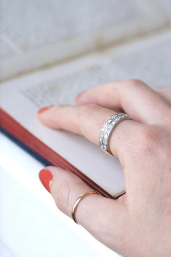 Bague 60 Alliance Diamants Double Anneau Art Déco 58 Facettes
