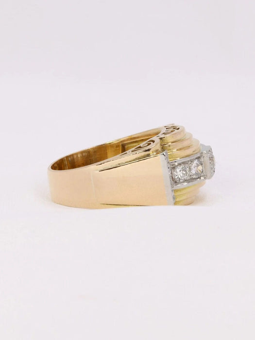 Bague 60 Bague tank or jaune diamants 58 Facettes J374