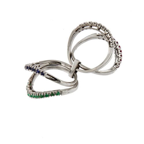 Bague 55 Bague rivière émeraudes, saphirs, rubis et diamants 58 Facettes 33645