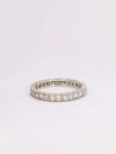 Bague 63 Alliance américaine en or blanc et diamants 2.24 ct 58 Facettes J48