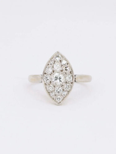 Bague 57 Bague vintage marquise or blanc diamants 1 ct 58 Facettes J606