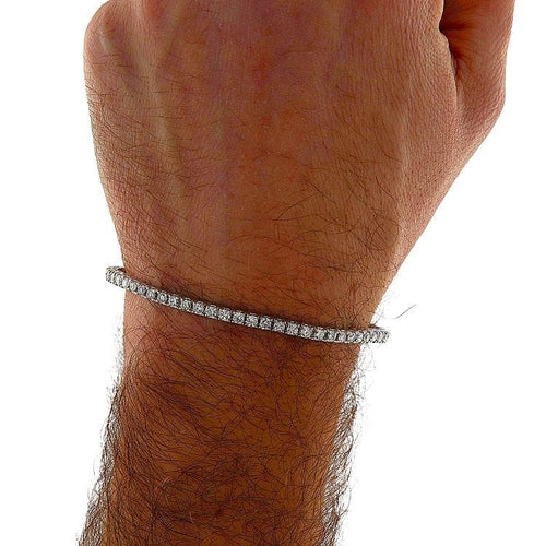 Bracelet Bracelet de tennis pour homme, or blanc avec diamants de 5,04 ct 58 Facettes G3883