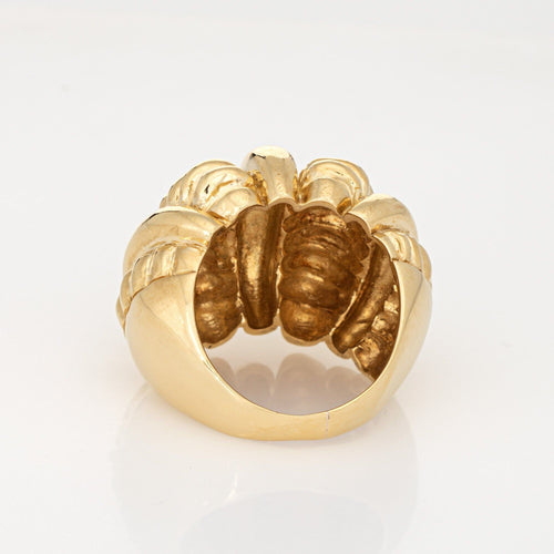 Bague Bague dôme vintage des années 80 sculptée en or jaune 18 carats, large bande, taille 7, bijoux de succession 58 Facettes G14029