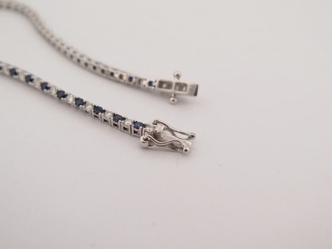 Bracelet bracelet riviere de diamants et saphirs 2ct maille tennis en or blanc 58 Facettes 260237