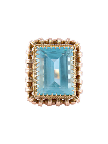 Bague Bague Ancienne Or Jaune Aigue-Marine 58 Facettes