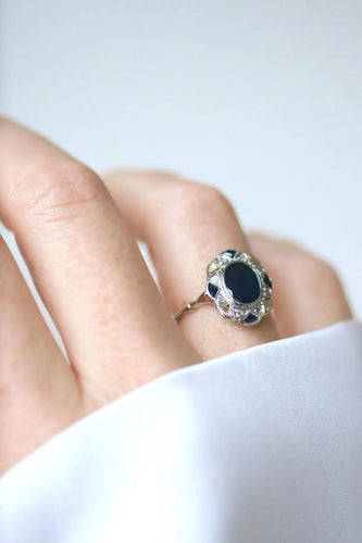 Bague Bague rosace Art Déco saphir diamants 58 Facettes