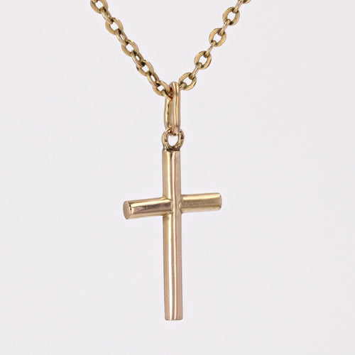 Pendentif Croix or fil rond 58 Facettes CVP111