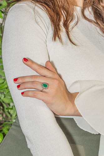 Bague Bague Or blanc Emeraude, Diamant 58 Facettes 3565535CN