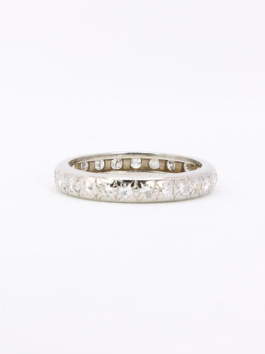 Bague 53 Alliance or blanc diamants serti étoile 58 Facettes 1145.2