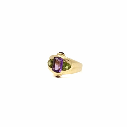 Bague Bague lilas améthyste et péridots 58 Facettes REF24062-225