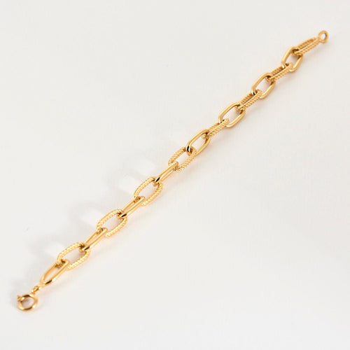 Bracelet Bracelet or jaune, maillons texturés et lisses 58 Facettes NAR0012