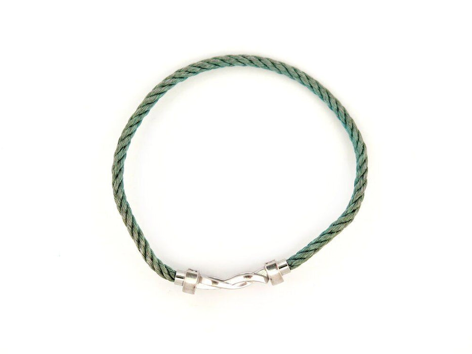 FRED infinite chance bracelet mm diamonds & white gold chain + green cable