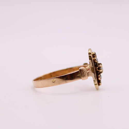 Bague Bague or rose époque Napoléon III Perles fines 58 Facettes