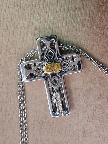 Collier ReCarlo - Collier Cross en or blanc 18k et diamants 0.50ct 58 Facettes