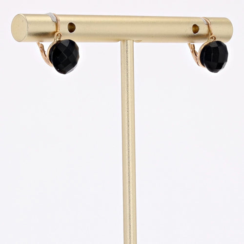 Boucles d'oreilles Dormeuses anciennes or verre noir facetté 58 Facettes CVBO23