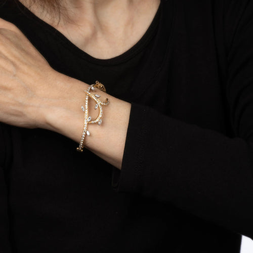 Bracelet Bracelet vigne vintage en or jaune 18 carats avec diamants de 1,50 ct et bijoux fins 58 Facettes G13389