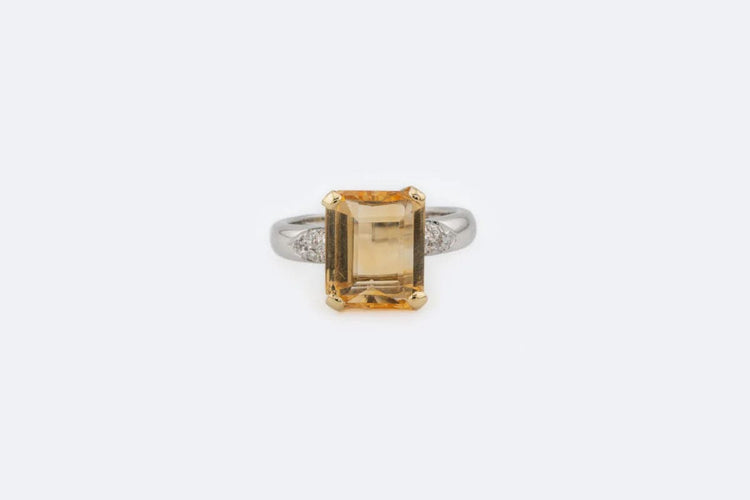 Bague Oro Giallo / 15 Bague en or blanc avec quartz citrine 58 Facettes anl931