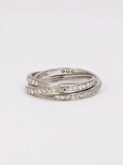 Bague 54 Bague 3 anneaux or blanc diamants 58 Facettes J361