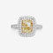 Bague Bague en diamant coussin VS2 jaune fantaisie de 2,02 carats HRD 58 Facettes 22609R