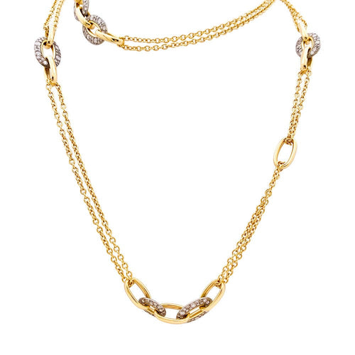 Collier Sautoir Pomellato "Tango" or rose, argent, diamants. 58 Facettes 34056