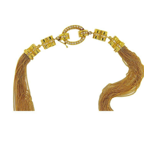 Collier multirangs en or jaune avec diamants taille brillant 58 Facettes G3659