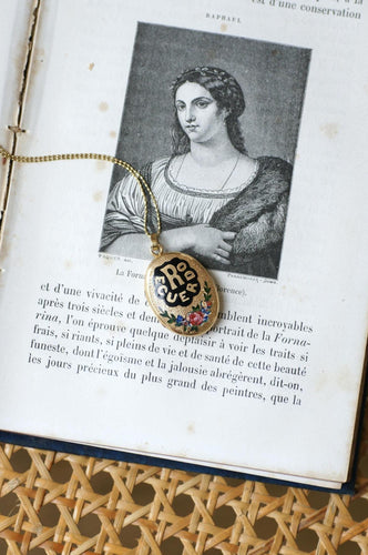 Pendentif Médaillon Ouvrant Recuerdo Fleurs Emaillées Or Jaune 58 Facettes