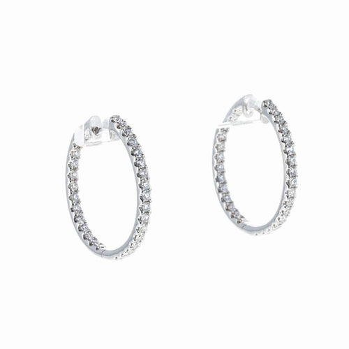 Boucles d'oreilles Boucles d'Oreilles Créoles Or Blanc et Diamants 58 Facettes 2.18048